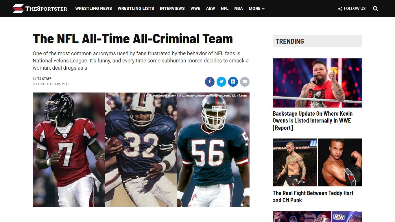 The NFL All-Time All-Criminal Team - TheSportster